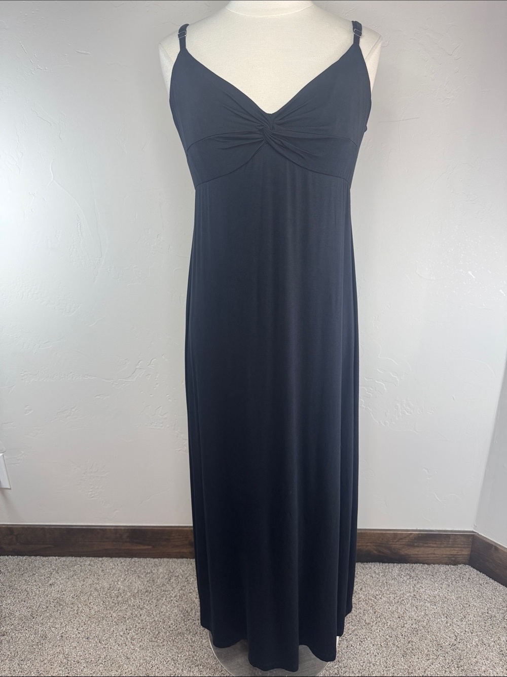 Soma Black Maxi Dress with a Twist at the Bodice and Adjustable Straps